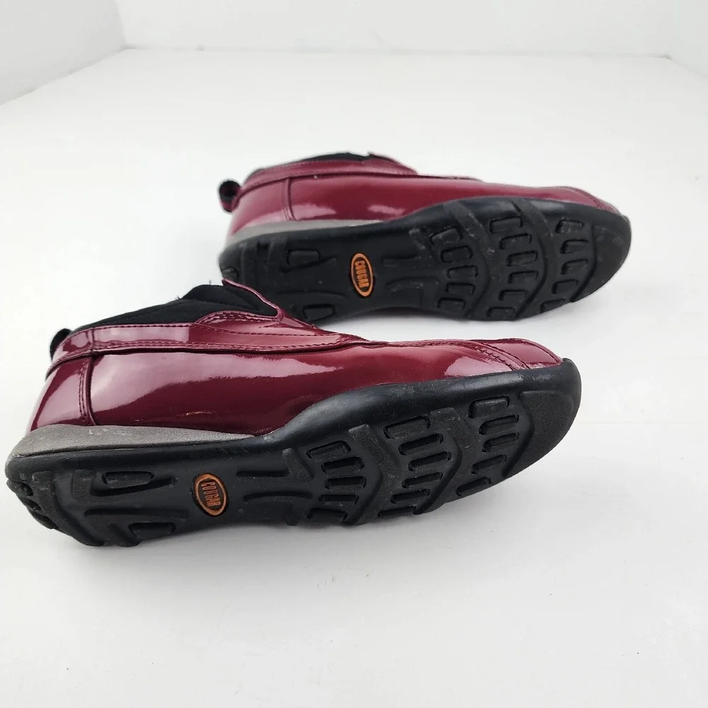 Cougar Howdoo Rain Patent‎ Leather Shoes Zip Up Womens 6M Red Waterproof Comfort